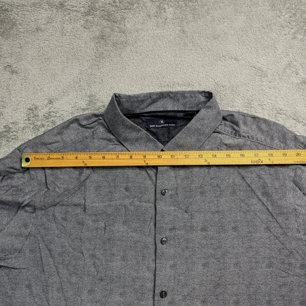 Hart Schaffner Marx Mens 3XB Grey Cotton Textured Long Sleeve Button Down Shirt